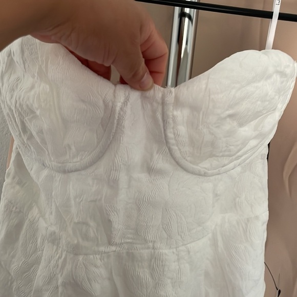 Lulu’s From This Day White Floral Jacquard Strapless Midi Dress - Picture 2 of 5